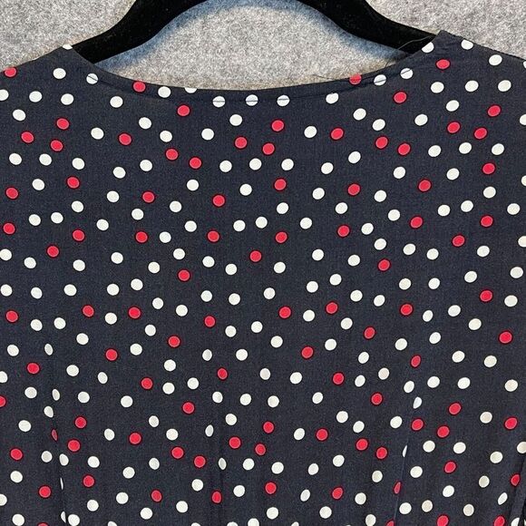 ZARA Dress Size XS Polka Dot Tie Wrap Midi Chic Black Red White V-Neck Ruffle - Picture 12 of 14